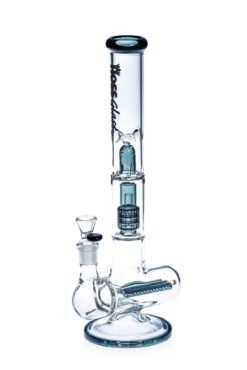 Hoss Glass | Triple Inline Stemless Grid Percolator Glass Bong | 16"