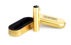 Clipper | Refillable Metal Lighter, Poker, and Case -Gold